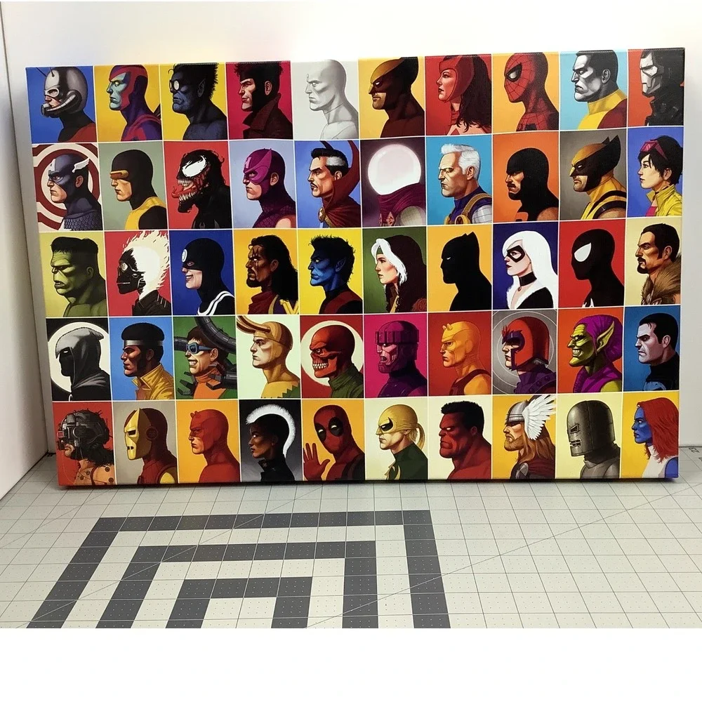Marvel Universe Character Grid Canvas 24 x 16 Wall Art Superheroes Pop Art